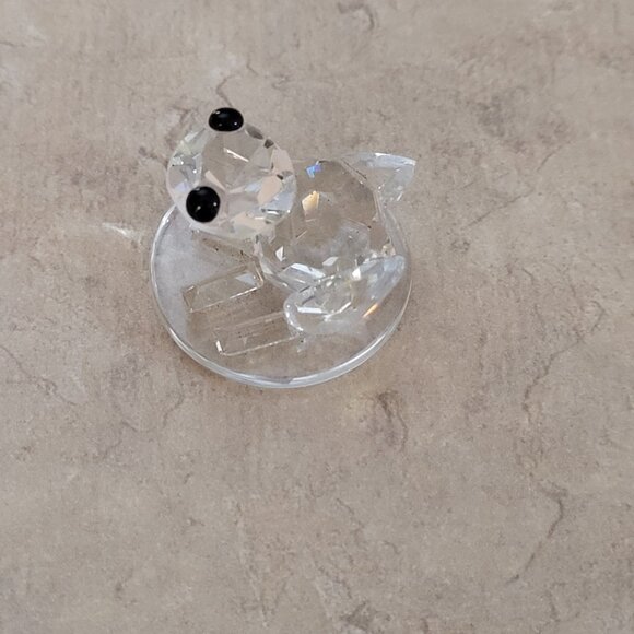 Crystal Miniature Frog with Black Eyes on Lily Pad - Picture 4 of 5